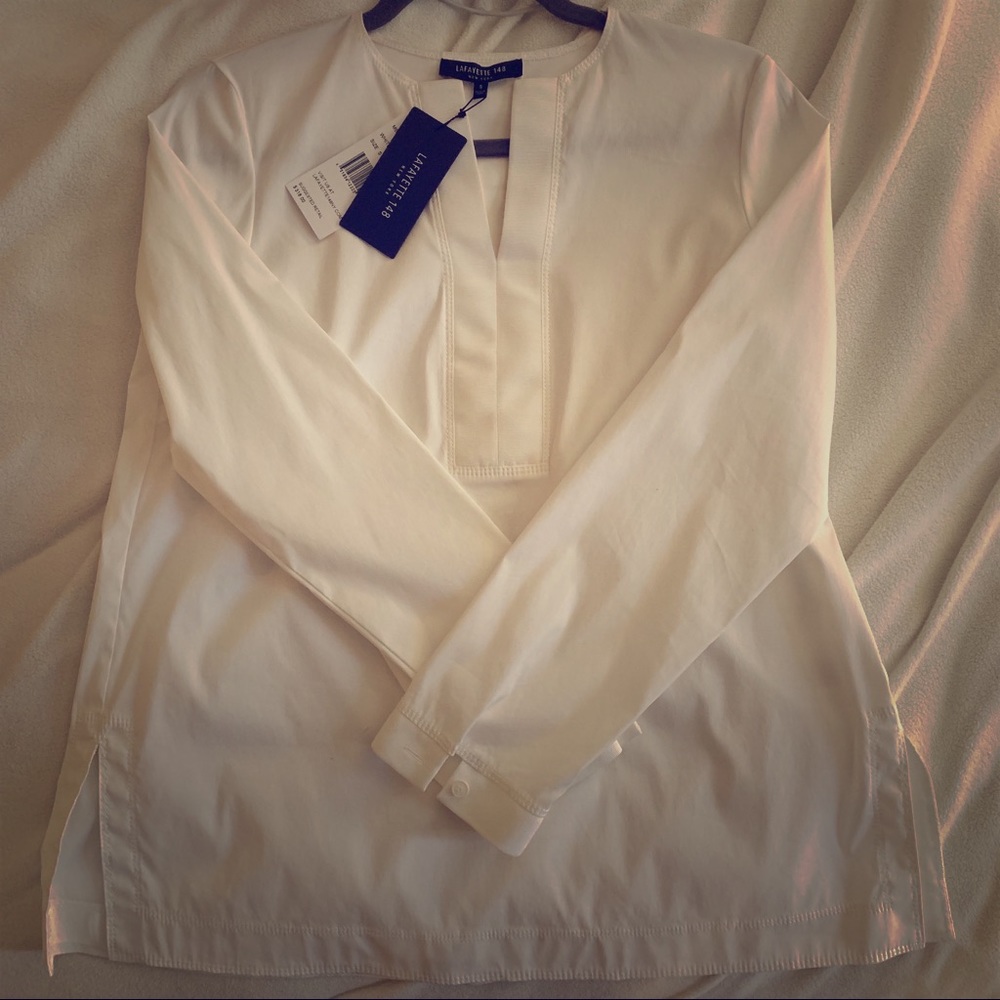NWT White Lafayette 148 New York Blouse